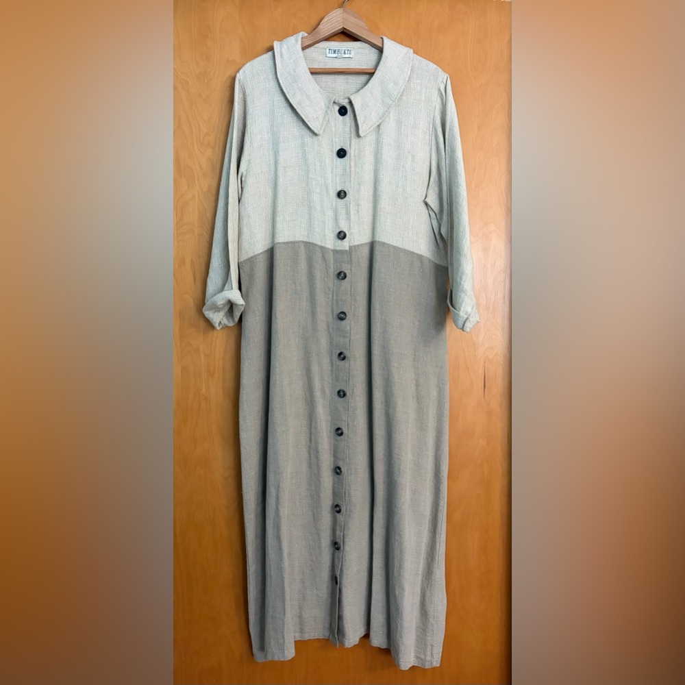 Timbuktu Station Cream and Khaki Maxi Dress size L
